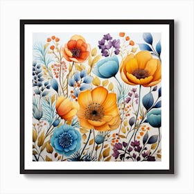 Watercolor Flowers 10 Art Print