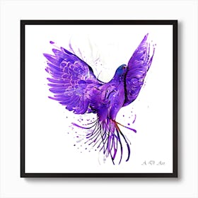 A Beautiful Abstract Color Painting Purple Gallinule Pigeon 3 Art Print