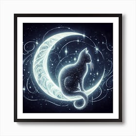 Cat On The Moon Art Print