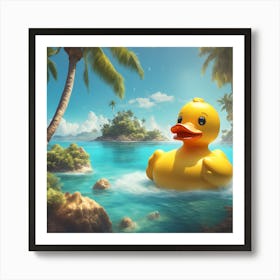 0 Giant Rubber Duck Floating In The Ocean With A Sma Esrgan V1 X2plus Art Print