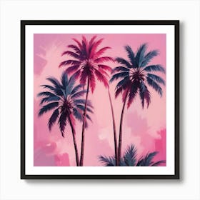 Trio Of Palms Pink Art Print 3 Art Print