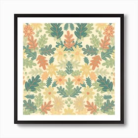 Autumn Leaves Seamless Pattern Art Print