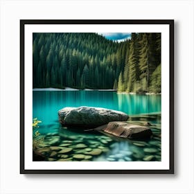 Blue Lake In The Mountains 12 Art Print