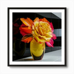 Yellow Rose In A Vase Art Print