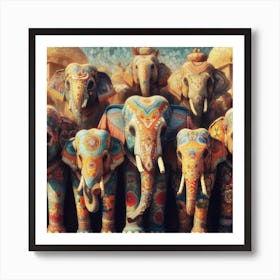 Family of Elephants Art Print