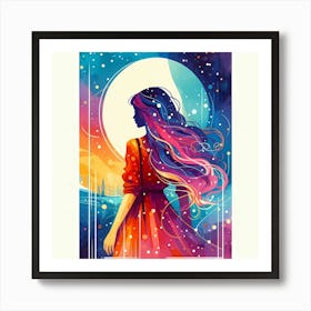 Girl With Long Hair 2 Art Print