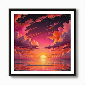 Ocean Sunset Beach Art Print (6) Art Print