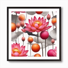 Lotus Flower Seamless Pattern 1 Art Print