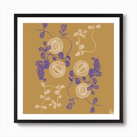 Embroidered Flowers Square Art Print