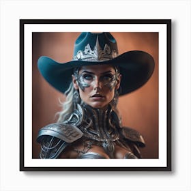 Cowgirl In A Cowboy Hat Created by using Imagine AI Art Art Print