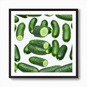 Cucumbers On A White Background 2 Art Print