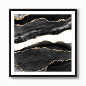 Black & Gold Agate Texture 08 Art Print