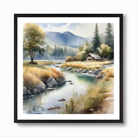 Watercolor Of A River 10 Art Print