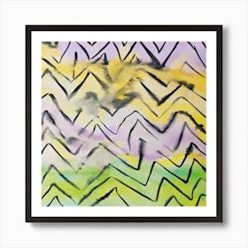 Zigzag yellow green pink Art Print