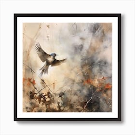 Bird In Flight Watercolour & Ink Art Print