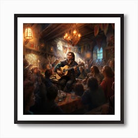 Bard Playing For The Crowd 2 Art Print