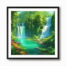 Waterfall In The Forest 3 Art Print