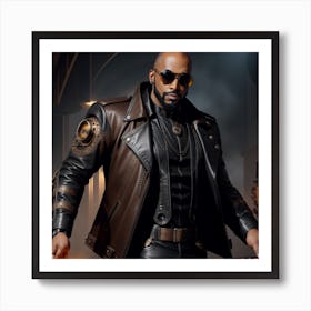 Dj In A Leather Jacket Art Print