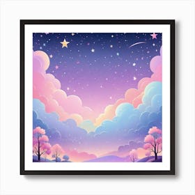 Sky With Twinkling Stars In Pastel Colors Square Composition 70 Art Print