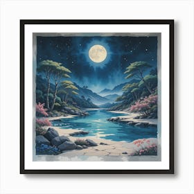Moonlight River 1 Art Print