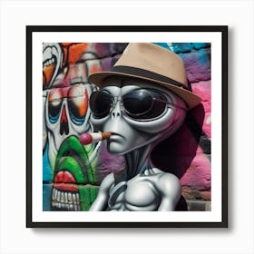 Alien Smoking A Cigarette 1 Art Print