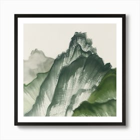 Japanese Watercolour Of Mount Nikko Shirane 4 Art Print