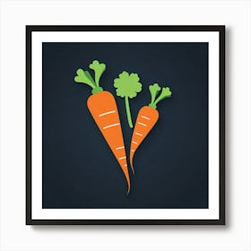 Carrots On Black Background 6 Art Print