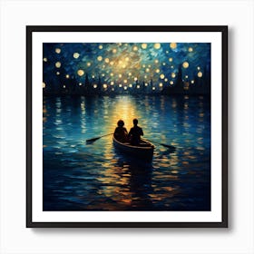 Starry Night In The Boat Art Print