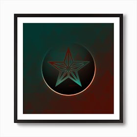Geometric Neon Glyph on Jewel Tone Triangle Pattern 217 Art Print