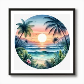 Sunset At The Beach 7 Art Print