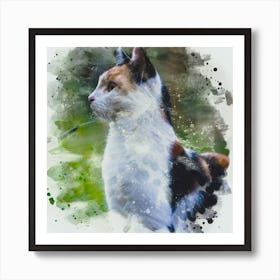 Watercolor Cat Art Print