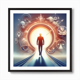 Businessman Walking Through An Open Door Art Print