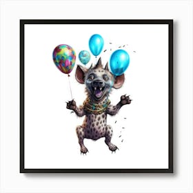 Hyena With Balloons Art Print