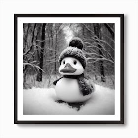 Duck In The Snow Art Print