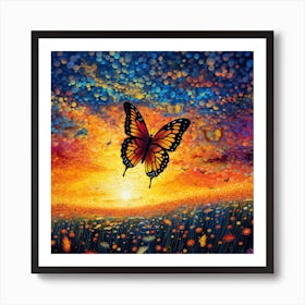 Butterfly At Sunset 1 Art Print