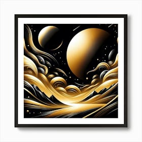 Gold Abstract Painting Art Print