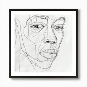 Drawing Of A Man'S Face Art Print