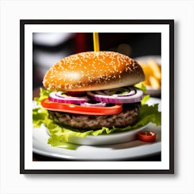 Hamburger On A Plate 8 Art Print