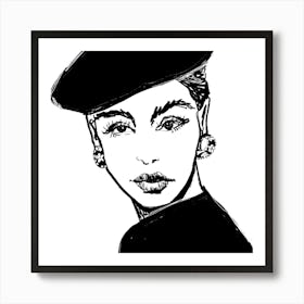 Madame in a Berette Art Print