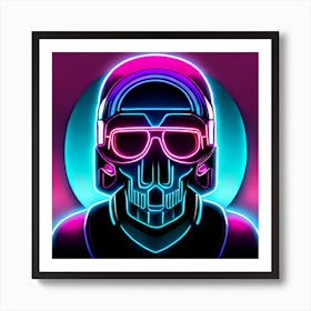 Neon Skull Art Print