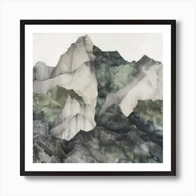 Japanese Watercolour Of Mount Hotaka 6 Art Print