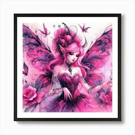 Pink Gothic Fairy Art Print