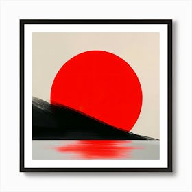 Red Sun Over Water Art Print