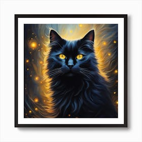 Black Cat With Yellow Eyes 3 Art Print