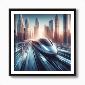 Futuristic Train In The City Art Print