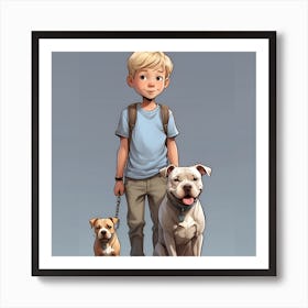Boy With Dogs Art Print