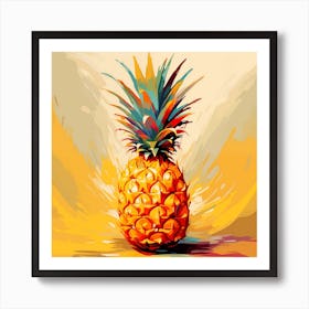 Abstract Illuminated Pineapple Sketch Art Print