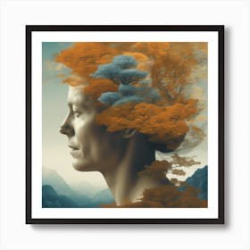 Portrait Of A Woman With Trees Art Print