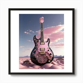 Rhapsody in Pink and Black Guitar Wall Art Collection 6 Art Print