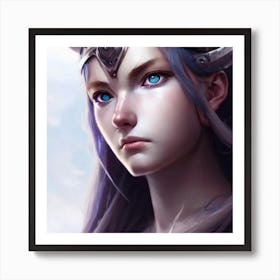 Viking Girl Hyper-Realistic Anime Portraits Art Print